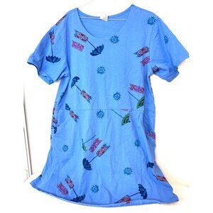 Red Ginger Vintage Dress Ocean Beach Coastal Pockets Cotton Cruise Vacation XL